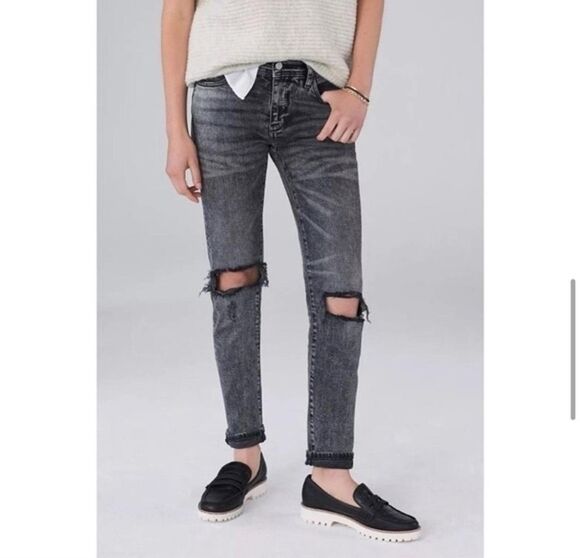 Pilcro and the Letterpress Denim - Pilcro and the Letterpress distressed black slim 26 jeans